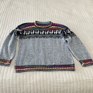 Peruvian Baby Alpaca Multicolor Patterned Womens Sweater